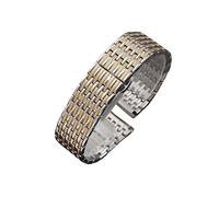 UsmAsk Correa de malla con hebilla de acero inoxidable for reloj, pulsera de acero ultrafina, cadena ancha de tamaño pequeño, 12mm, 14mm, 16mm, 18mm y 20mm(Silver gold,21mm)