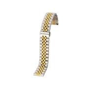 UsmAsk Correa de reloj de acero inoxidable, pulsera de reloj de 12/13/14/16/17/18/19/20/21/22mm con pasadores de herramientas de repuesto(Silver Gold,21mm)