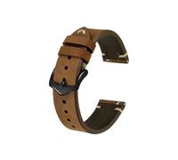 UsmAsk Correa de reloj de cuero Crazy Horse, 18 mm, 20 mm, 22 mm, apta for reloj Huawei/Samsung Galaxy Gear, negro, verde y marrón (Color : Tan-Black Buckle, Size : 22mm)