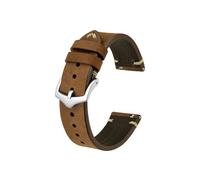 UsmAsk Correa de reloj de cuero Crazy Horse, 18 mm, 20 mm, 22 mm, apta for reloj Huawei/Samsung Galaxy Gear, negro, verde y marrón (Color : Tan-Silver Buckle, Size : 20mm)