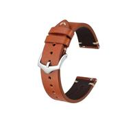 UsmAsk Correa de reloj de cuero Crazy Horse, 18 mm, 20 mm, 22 mm, apta for reloj Huawei/Samsung Galaxy Gear, negro, verde y marrón (Color : Toffee Brown-Silver, Size : 22mm)