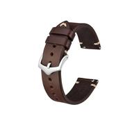 UsmAsk Correa de reloj de cuero Crazy Horse, 18 mm, 20 mm, 22 mm, apta for reloj Huawei/Samsung Galaxy Gear, negro, verde y marrón (Color : Coffee Brown-Silver, Size : 20mm)