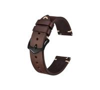 UsmAsk Correa de reloj de cuero Crazy Horse, 18 mm, 20 mm, 22 mm, apta for reloj Huawei/Samsung Galaxy Gear, negro, verde y marrón (Color : Coffee Brown-Black, Size : 20mm)