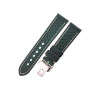 UsmAsk Correa de Reloj de Cuero Genuino, Pulsera de 20mm, 22mm y 24mm, Correa de Cuero de Vaca Vintage, Cierre desplegable Apto for Samsung Galaxy Watch 3 4 (Color : Dark Green, Size : 20mm)