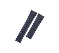 UsmAsk Correa de reloj de cuero y nailon, lona negra, 20mm, 22mm, accesorios aptos for correa de etiqueta for Heuer Carrera Aquaracer, hebilla plegable for cinturón(Black blue line,20MM_BLACK BUCKLE)
