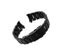 UsmAsk Correa de reloj de extremo curvado, correa de repuesto de 18mm, 20mm, 22mm y 24mm, cierre doble, correa de reloj de acero inoxidable con herramientas (Color : Black, Size : 24mm)