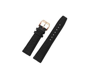 UsmAsk Correa de reloj de lona for hombre Mido Navigator Polo M026.830.18.091.00, correa de reloj de cuero suave y cómoda, resistente al agua, 21mm (Color : Black-rose gold, Size : 21mm)