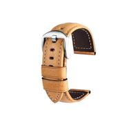 UsmAsk Correa de reloj Lumino for Panerai PA441 PAM01661, correas de reloj de piel de vaca italiana gruesa, pulsera masculina Vintage 24 (Color : Khaki silver, Size : 26mm)