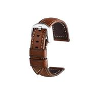 UsmAsk Correa de reloj Lumino for Panerai PA441 PAM01661, correas de reloj de piel de vaca italiana gruesa, pulsera masculina Vintage 24 (Color : Brown silver, Size : 24mm)