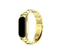 UsmAsk Correas aptas for Mi Band 5 6 7 Pulsera de metal aptas for Xiaomi Mi Band 4 3 Correas Pulseras Pulsera aptas for Mi Band 6 Correas Miband Gobal Version(V Style Gold,For Mi Band 7)