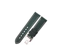 UsmAsk Correas de reloj de cuero genuino transpirable for hombres y mujeres, correa de 5 colores, 20mm, 22mm, 24mm, cierre desplegable for reloj inteligente (Color : Dark Green, Size : 20mm)