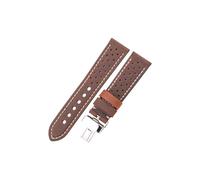 UsmAsk Correas de reloj de cuero genuino transpirable for hombres y mujeres, correa de 5 colores, 20mm, 22mm, 24mm, cierre desplegable for reloj inteligente (Color : Coffee, Size : 22mm)