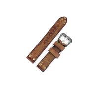 UsmAsk Correas de reloj de cuero genuino Vintage, 18mm, 20mm, 22mm y 24mm, correa de reloj de cuero con remaches, correa de repuesto tallada, accesorios for relojes (Color : Green, Size : 24mm)