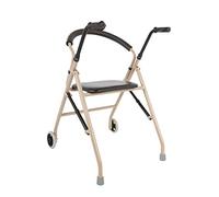 UsmAsk Height Adjustable Lightweight Walking Frame with Wheels, Seat For Elderly, Adults (Color : Red) Yearn for (Beige)