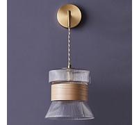 USMCPQVXN Lámpara de Pared de Vidrio Vintage, Lámpara de Pared de Madera, Lámpara de Pared Antigua, Aplique de Pared de Madera E27 para Sala de Estar, Dormitorio, Mesita de Noche, Decoración Del Hogar