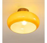 USMCPQVXN Lámpara de Techo de Cristal con Cúpula, de Metal Dorado, Montaje Semiempotrado, Moderna, E27, para Pasillo, Comedor, Pasillo, Lámpara de Araña/Naranja