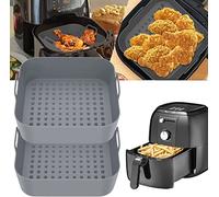 USMEI 2 Piezas Molde Silicona Freidora de Aire, 20cm Accesorios Freidora sin Aceite Cuadrada, Reutilizables y Antiadherentes Bandeja Airfryer Compatible 5-7 litro Cecotec, COSORI, Princess, Ninja