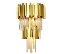 USMJQVZ Aplique de Pared de Acero Inoxidable Dorado Lámpara de Pared de Lujo con luz Moderna Lámpara de Pared E14 de 3 Luces Decoración Lámparas de Cristal K9 para Dormitorio Pasillo Escalera
