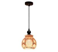 USMJQVZ Lámpara Colgante de cerámica China Jingdezhen, lámpara Colgante de jarrón de Porcelana Azul y Blanca de 7,1 Pulgadas, lámpara Colgante de Metal Ajustable para Cocina y Comedor.