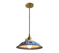 USMJQVZ Lámpara Colgante de cerámica de 9,9 Pulgadas, lámpara Colgante de Porcelana China Azul y Blanca, lámpara de Noche, lámpara de Techo Colgante para Isla de Cocina, Dormitorio, Comedor.