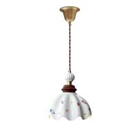 USMJQVZ Lámpara Colgante de cerámica Vintage, diseño de Flores Blancas, Altura Ajustable para Pasillo, Cocina y Comedor (Bombilla no incluida).