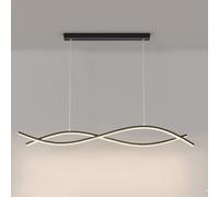 USMJQVZ Lámpara Colgante LED De Onda Moderna, Simplicidad De Metal Negro Luz De Isla LED Lámpara Colgante Lámpara De Araña Regulable Continua Lineal LED para Sala De Estar con Isla De Cocina Blanco