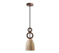 USMJQVZ Lámpara Colgante WABI Sabi de travertino Amarillo, Piedra Natural, Estilo Retro japonés, Estilo Cueva, iluminación Colgante de Madera Vintage nórdica, lámpara Colgante para Isla de Cocina,