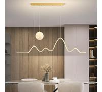 USMJQVZ Luces Colgantes lineales Modernas LED, Accesorio de iluminación Colgante de Onda Regulable de 36 W con Control Remoto, lámpara Colgante LED para Comedor, Isla de Cocina, lámpara Negra