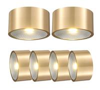 USMJQVZ Paquete de 6 Luces empotrables de latón Cepillado Dorado, Foco de Techo LED para Interiores 3W, 5W, 7W, 9W3W, 5W, 7W, 9W Foco de Techo COB LED Foco empotrable montado en Superficie nórdica