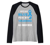 Uso Azul para LA Conciencia DE MI Abuela ALS Camiseta Manga Raglan