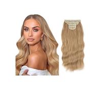 Uso diario 4 unids/set sintético largo ondulado clip en extensiones de cabello 22 "grueso postizo para mujeres marrón rubio negro pelo falso natural (rubio miel claro)