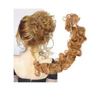 Uso diario en fiestas Coleteros for cabello ondulado y rizado, sintéticos, largos desordenados, extensiones de cola caballo for envolver el(Negro)