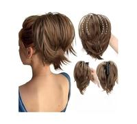 Uso diario en fiestas Coleteros sintéticos con pinzas for el pelo, moños desordenados, extensiones de cola caballo recta for mujer(613)