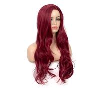 Uso diario en fiestas La dama creció con cabello ondulado, peluca color burdeos y flequillo inclinado