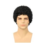Uso diario en fiestas Men's Black Short Curly Hair Small Head Cover, Natural Hairstyle