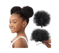 Uso diario en fiestas Moño afro con pinza de pico pato, extensión cabello rizado pequeño, coleta sintética(Grande)