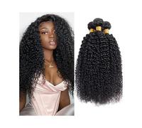 Uso diario Extensiones de cabello humano brasileño rizado de 8 a 32 pulgadas, color natural, doble trama Extensiones de cabello(16inches)