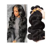Uso diario Extensiones de cabello virgen malasio con ondas corporales, 1/3/4 piezas, color negro natural Extensiones de cabello(16inches 1pc)