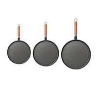 Uso en el hogar Espesado Sartén de hierro fundido con mango de madera cómodo para hacer panqueques y crepes 26cm Negro(20)