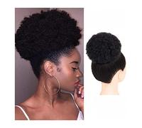 Uso en mujeres Brasileño Updo Afro Puff Cabello humano Moño Moño Postizo Cordón corto Cola de caballo Kinky Clip rizado en extensiones de cola de caballo de cabello no Remy Para el cabello(4inch)