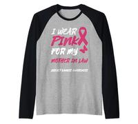 Uso Rosa para MI Madre Conciencia del CÁNCER DE Mama Camiseta Manga Raglan