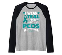 Uso Verde Azulado para el síndrome de Ovario poliquístico de Conciencia sobre el SOP Camiseta Manga Raglan
