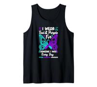 Uso Verde Azulado y Morado para Alguien a quien extraño la prevención del Suicidio Camiseta sin Mangas