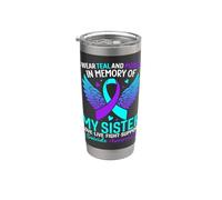 Uso verde azulado y morado para la prevención del suicidio de mi hermana Vaso térmico de acero inoxidable de doble pared