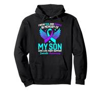 Uso Verde Azulado y Morado para la prevención del Suicidio de mi Hijo Sudadera con Capucha