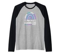 Uso Verde Azulado y Morado para la prevención del Suicidio de mi Nieto Camiseta Manga Raglan