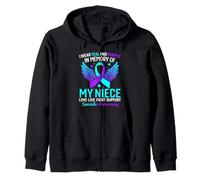 Uso Verde Azulado y Morado para la prevención del Suicidio de mi Sobrina Sudadera con Capucha