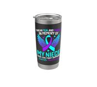 Uso verde azulado y morado para la prevención del suicidio de mi sobrina Vaso térmico de acero inoxidable de doble pared