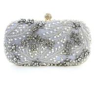 USOHJZ Bolso de mano for mujer, bolso con perlas cristal, lujo, noche bordado, boda hombro nupcial(SilverB Gold frame)