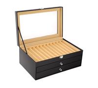 USOHJZ Estuche de cuero for guardar pluma estilográfica, con capacidad for 36 compartimentos y cajón franela